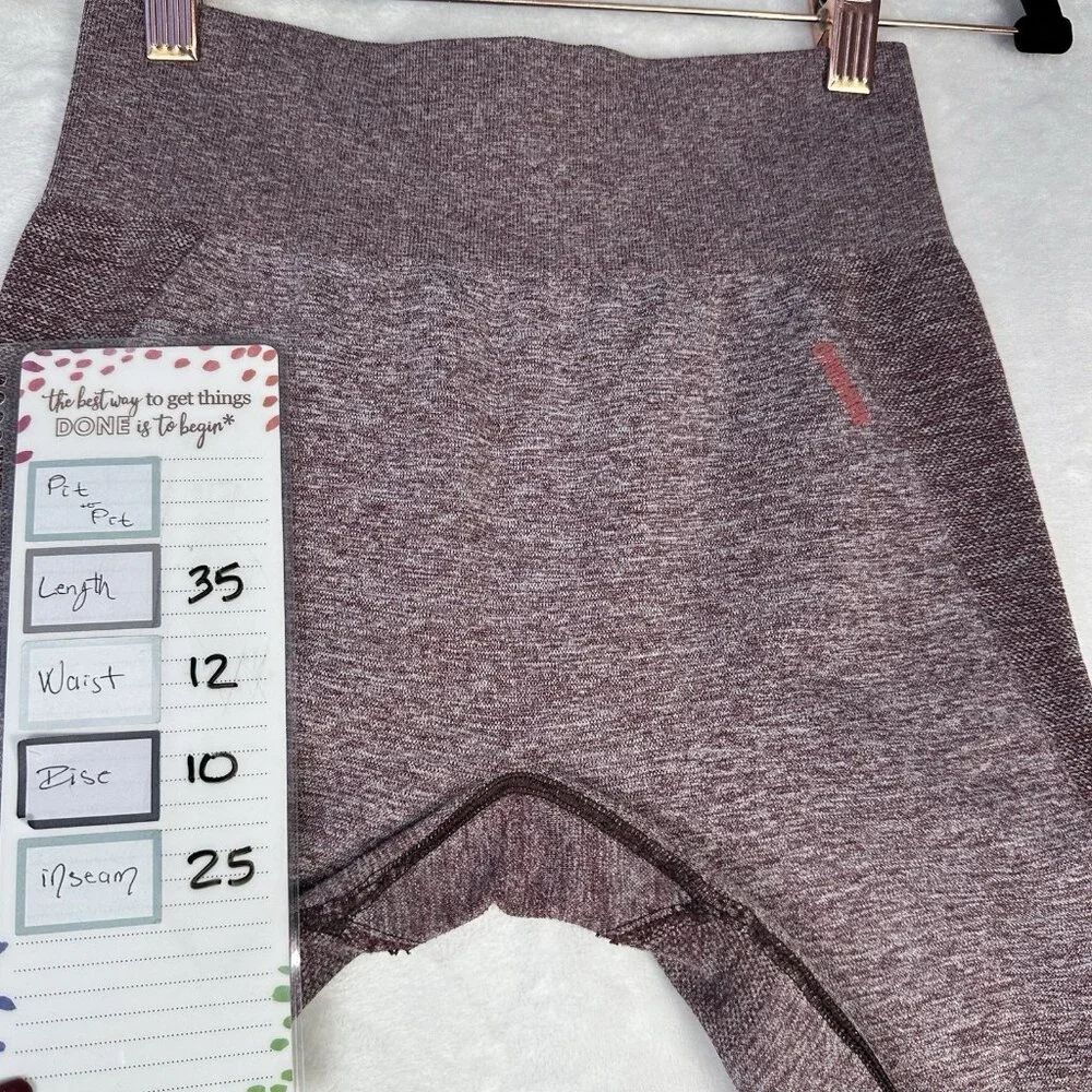 GYMSHARK High Waisted Flex Leggings Berry Rose Sz S/M Sculpting Yoga Athleisure - Picture 5 of 8